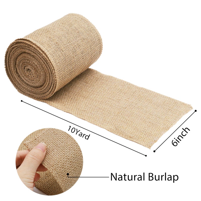 LaRibbons 6 Inch Burlap Wide Fabric Craft Ribbonï¼Œ10 Yard, Natural Brown Ribbon for Bow Crafting,Wreath-Making, Tree Decoration - Image 3